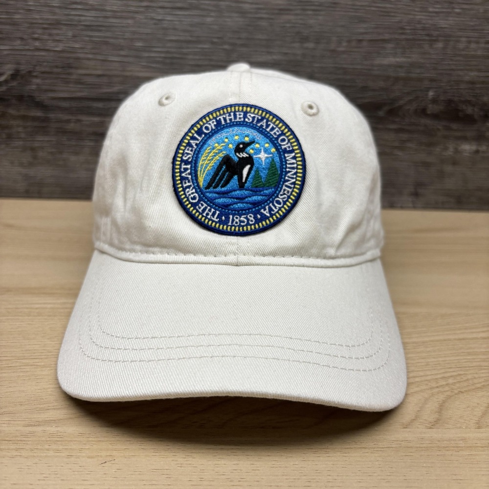 Minnesota State Seal Hat Cap Strap Back Mens One Size White Loon Patch